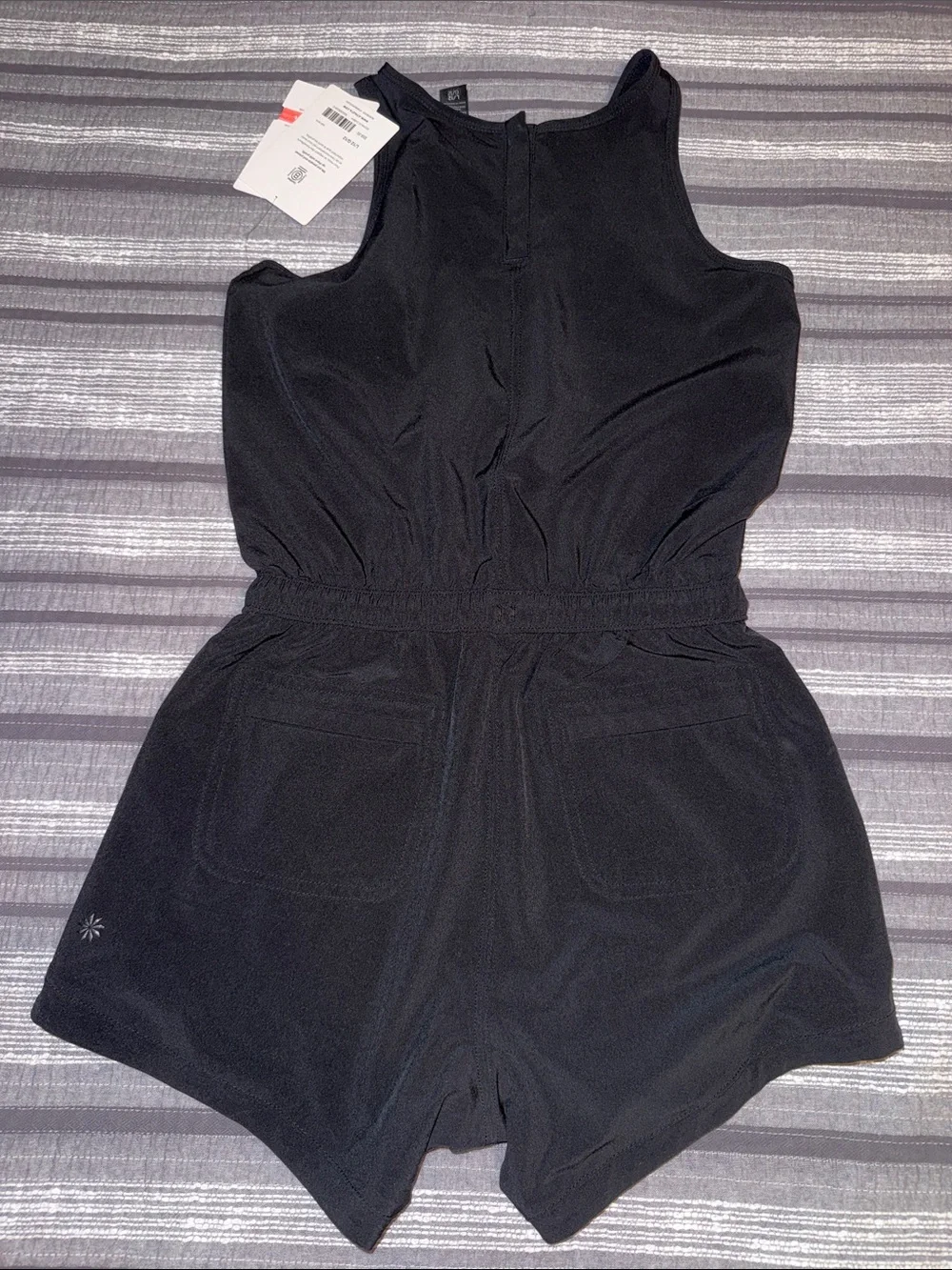 Athleta Girl NWT Pink & Navy Floral Reversible Bikini Set + Black Romper Size 12
